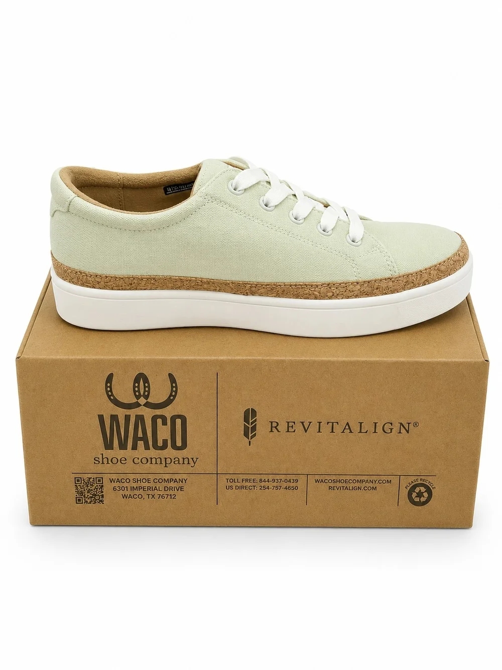 Revitalign Light Green Canvas Lace Up Slip On Comfort Sneakers NIB Womens 7-11